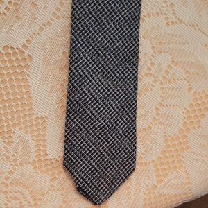Principe Black Grey White Men's Wool Blend Woven Tie Made In Italy
